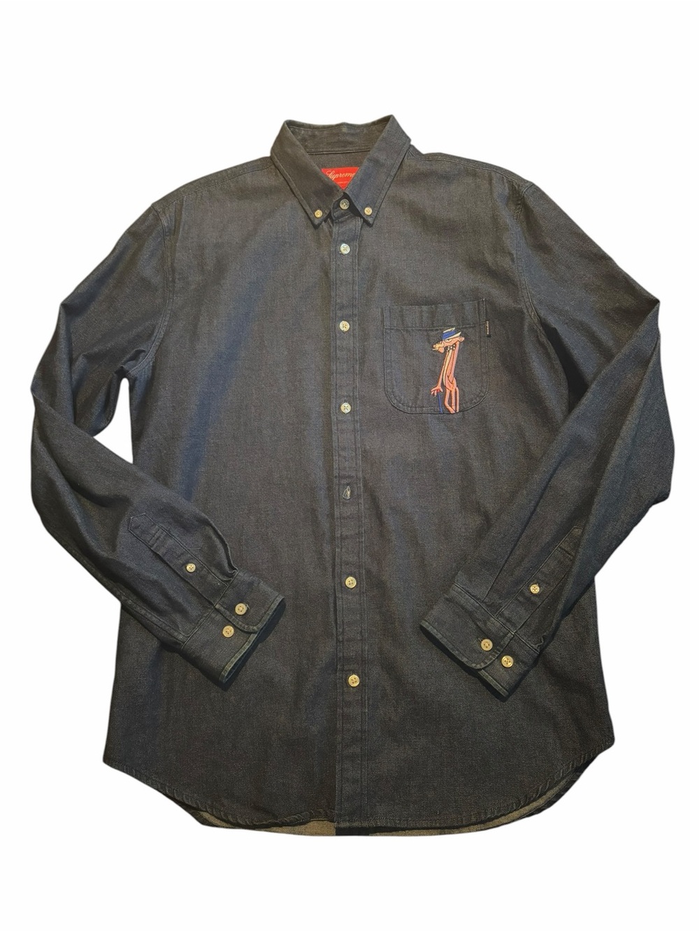 Supreme pink panther denim mens L button up shirt